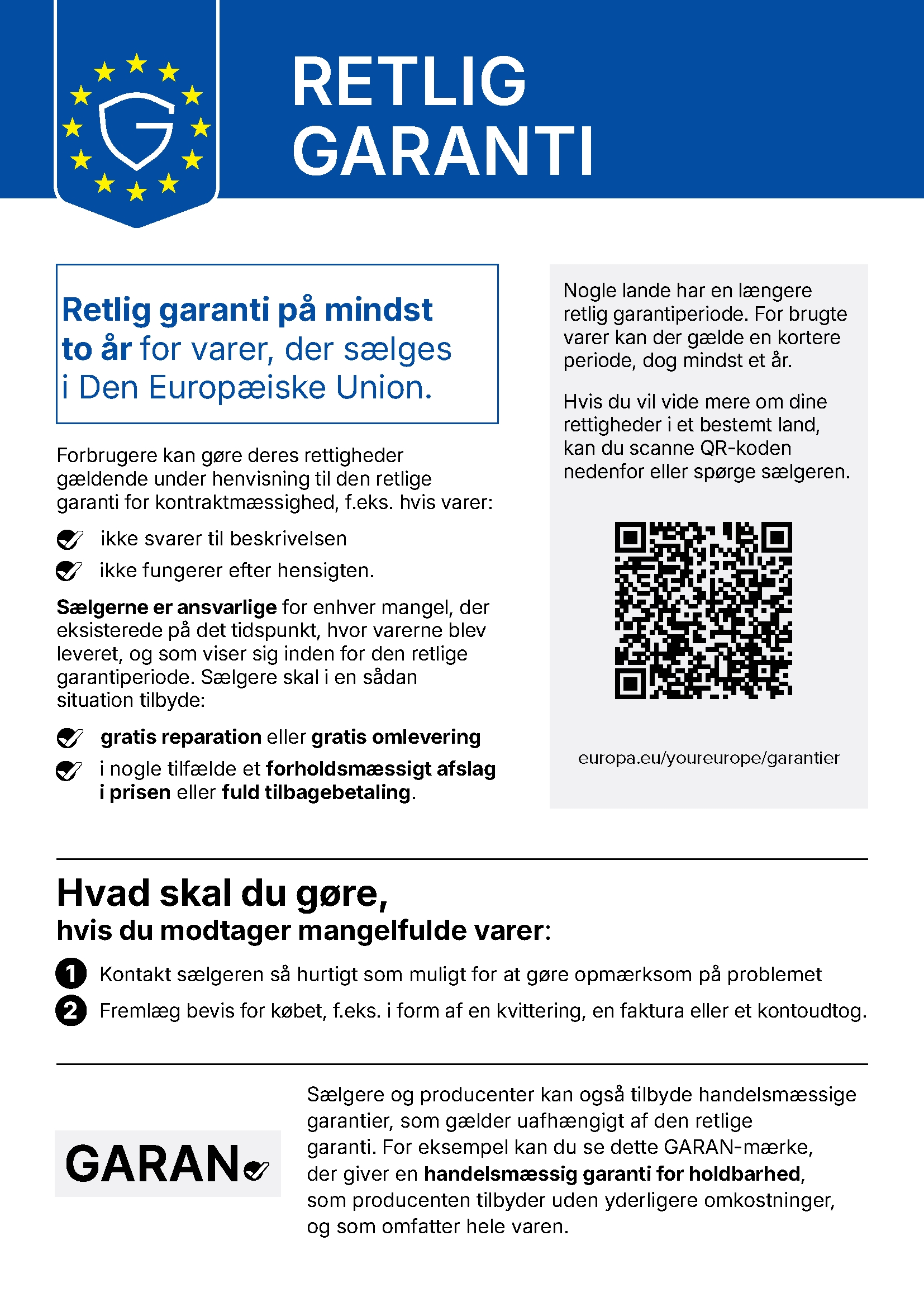 EU-meddelelse om reklamationsret og retlig garanti